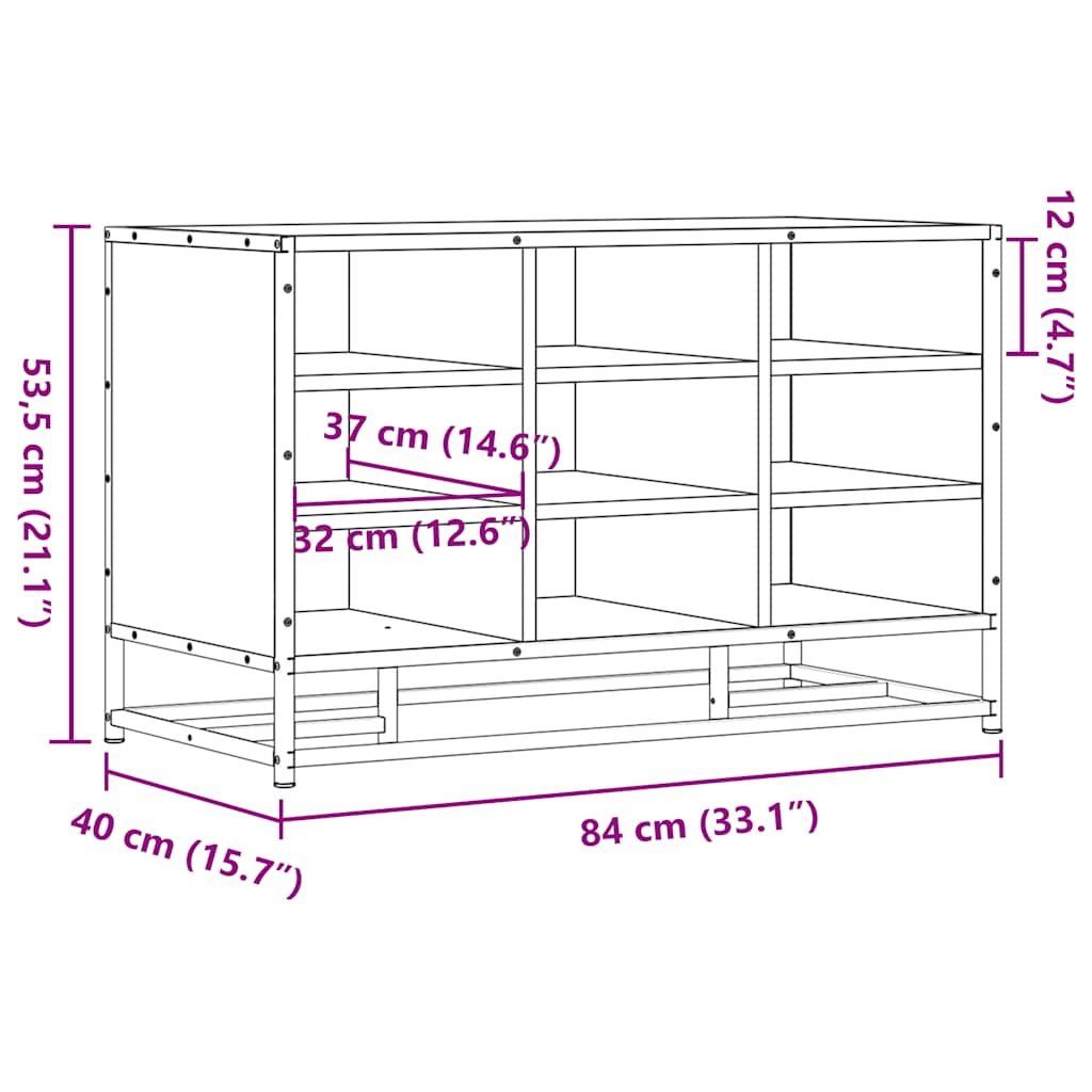 cipőpad barna tölgy 84x40x53,5 cm Gépi fa és fém