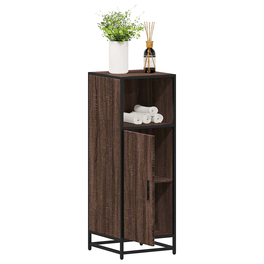 barna tölgyszínű szerelt fa fürdőszobaszekrény 35x37,5x100 cm