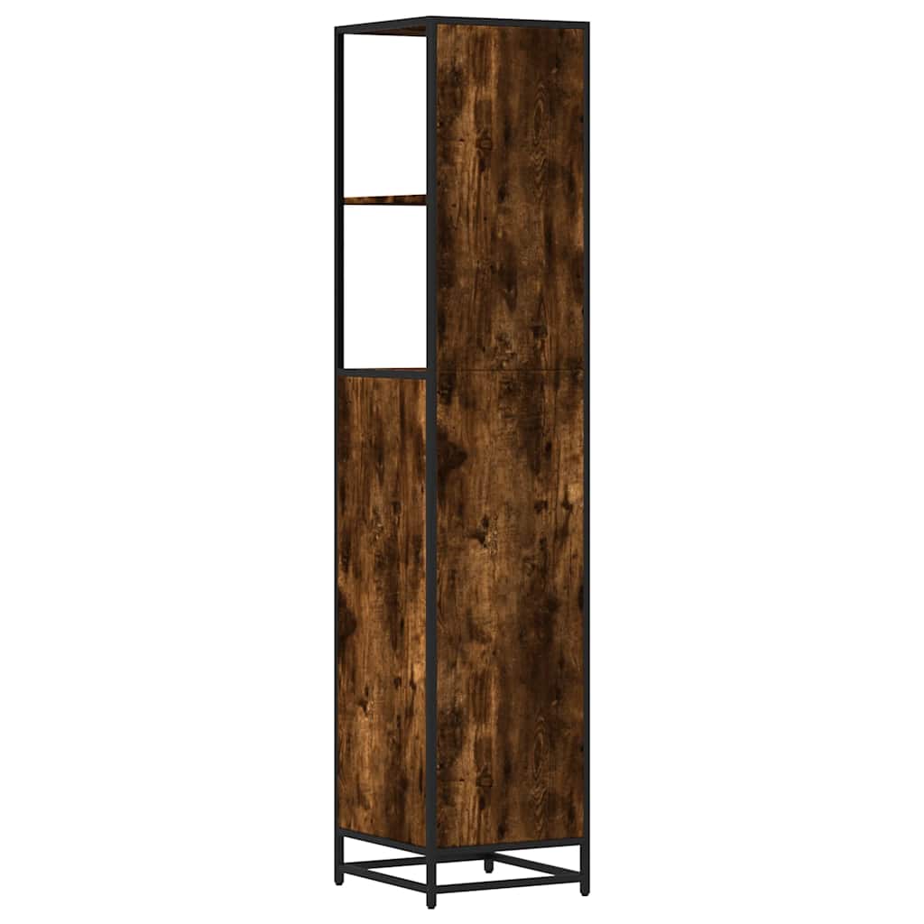 füstös tölgy színű szerelt fa fürdőszobaszekrény 35x37,5x166 cm