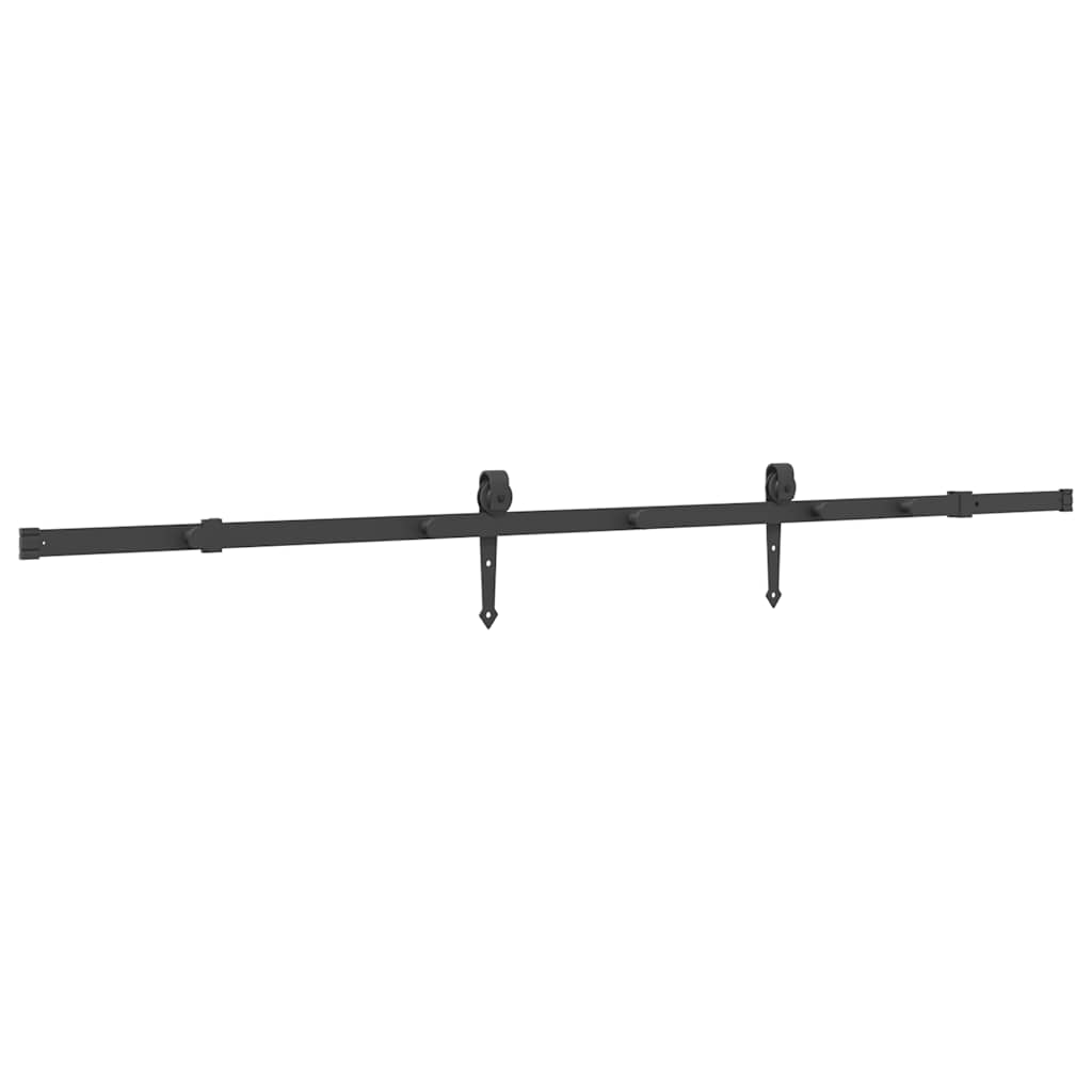 fekete acél tolóajtó fémszerelék készlet 213,5 cm