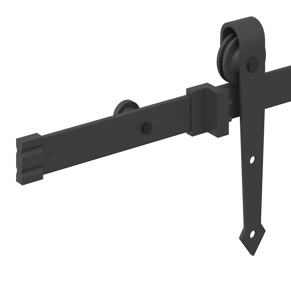 fekete acél tolóajtó fémszerelék készlet 213,5 cm