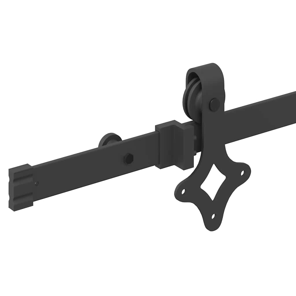 fekete acél tolóajtó fémszerelék készlet 213,5 cm