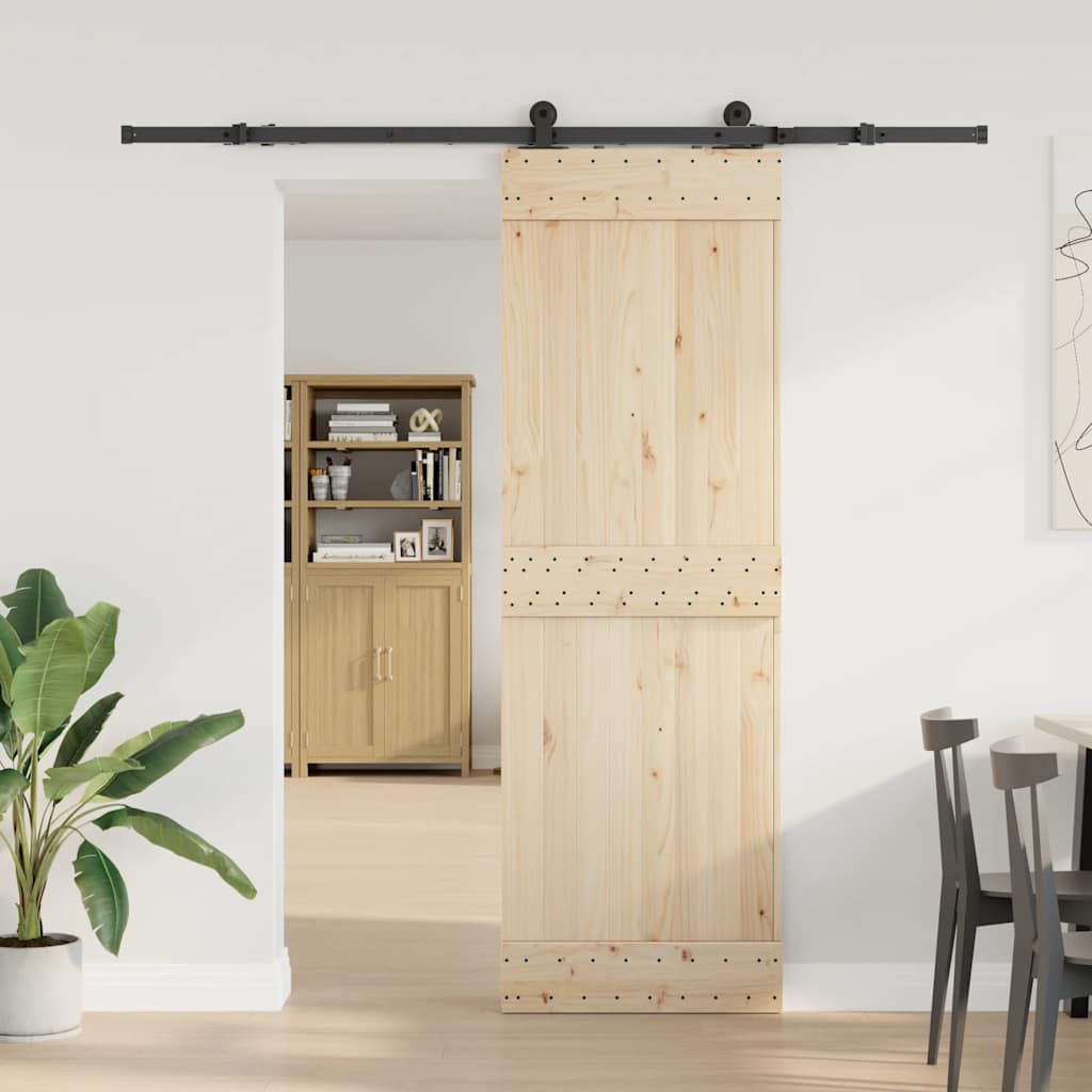 fekete acél tolóajtó fémszerelék készlet 213,5 cm