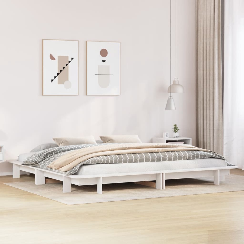 fehér tömör fenyőfa ágy matrac nélkül 160 x 200 cm