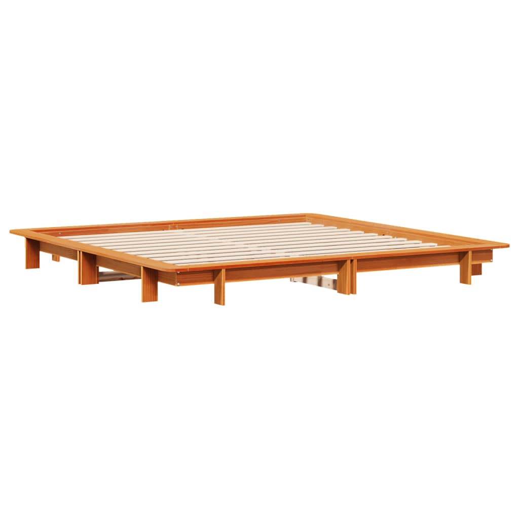 viaszbarna tömör fenyőfa ágy matrac nélkül 160 x 200 cm