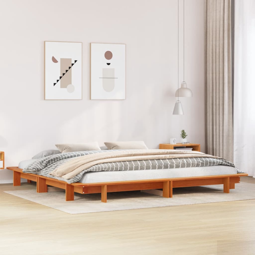 viaszbarna tömör fenyőfa ágy matrac nélkül 160 x 200 cm