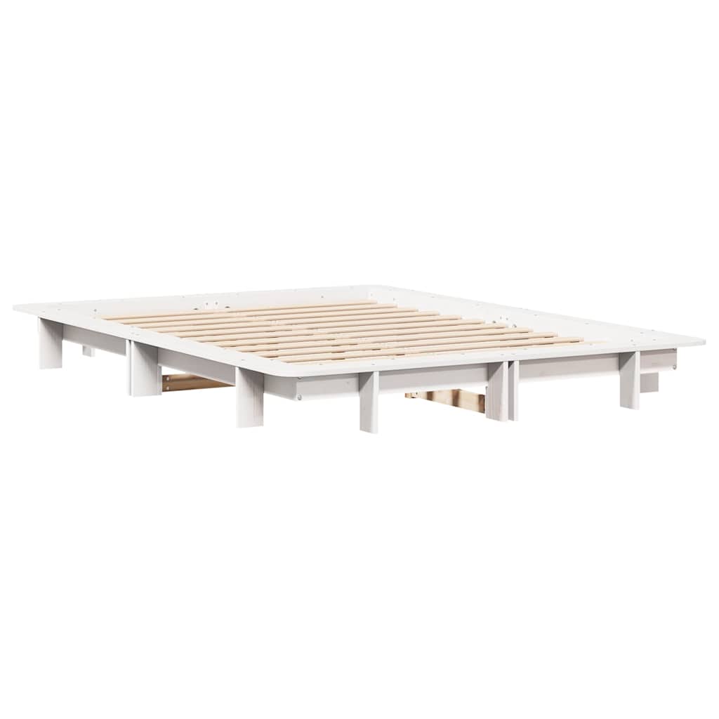 fehér tömör fenyőfa ágy matrac nélkül 120 x 200 cm