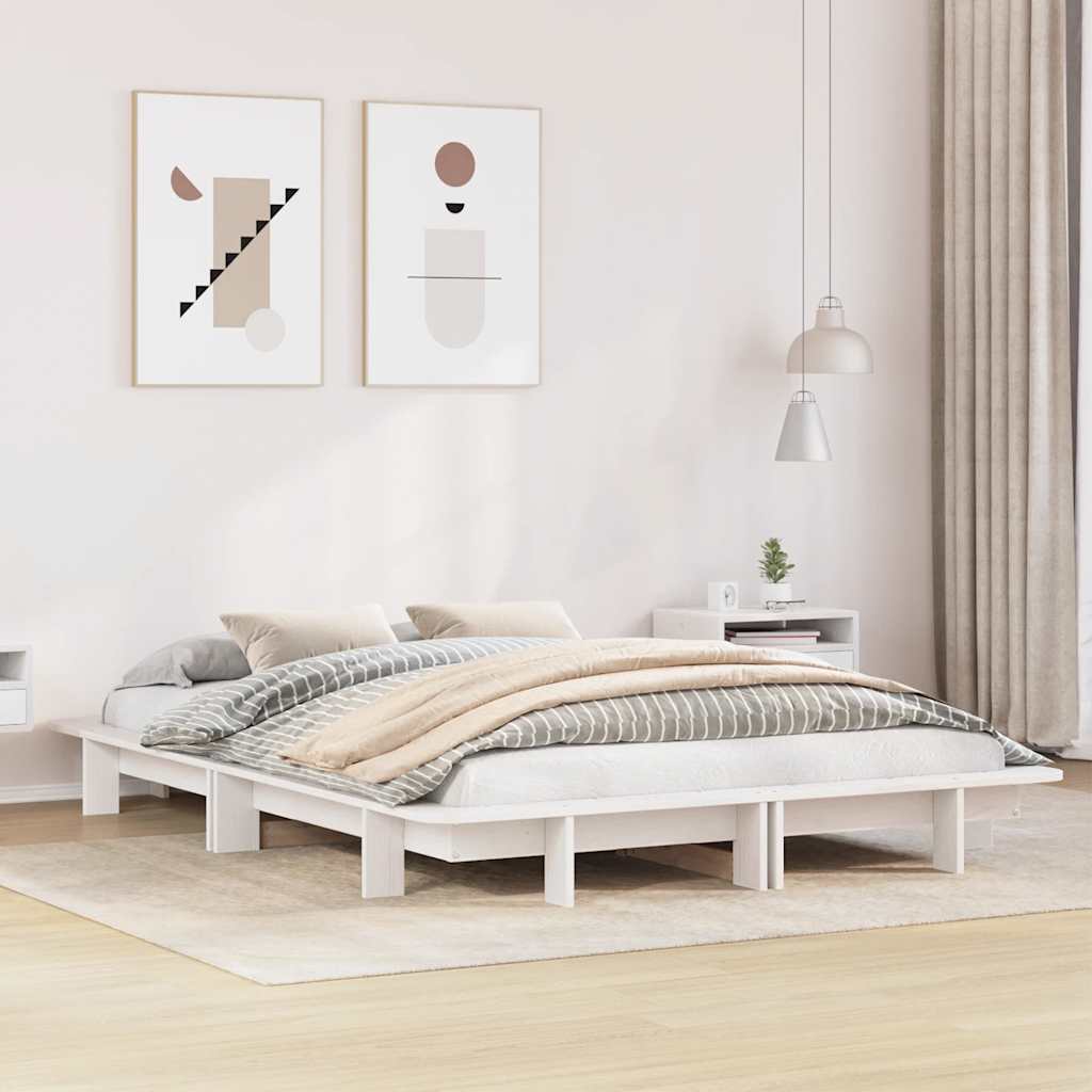 fehér tömör fenyőfa ágy matrac nélkül 120 x 200 cm