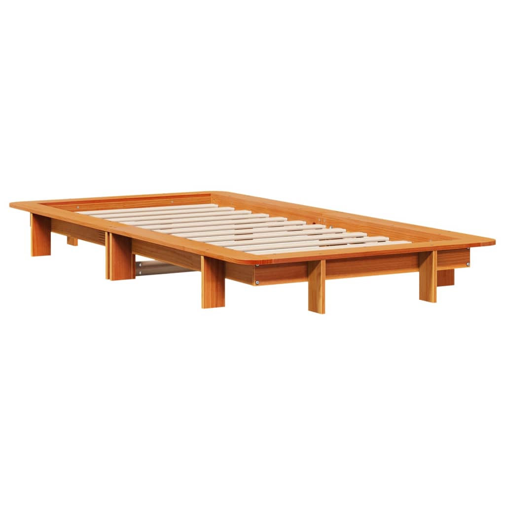 viaszbarna tömör fenyőfa ágy matrac nélkül 100 x 200 cm
