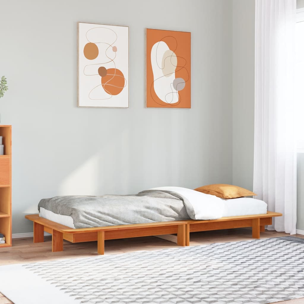 viaszbarna tömör fenyőfa ágy matrac nélkül 100 x 200 cm