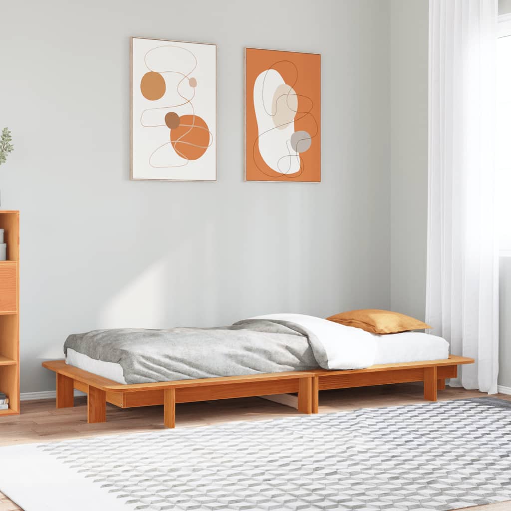 viaszbarna tömör fenyőfa ágy matrac nélkül 90 x 200 cm