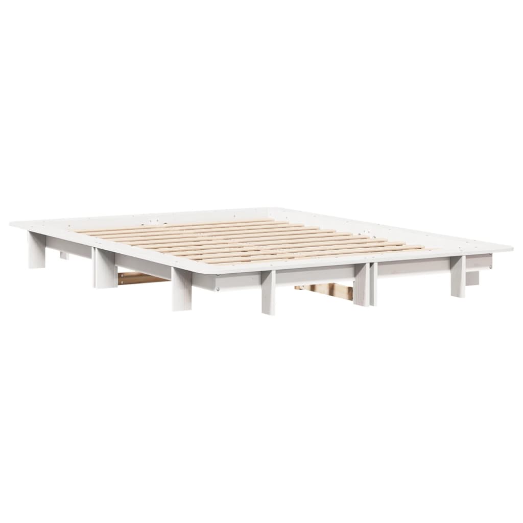 fehér tömör fenyőfa ágy matrac nélkül 135 x 190 cm