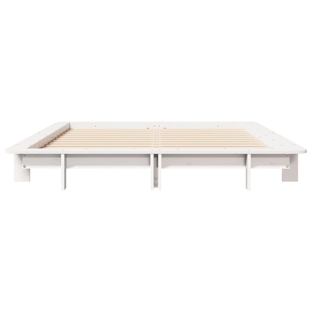 fehér tömör fenyőfa ágy matrac nélkül 135 x 190 cm