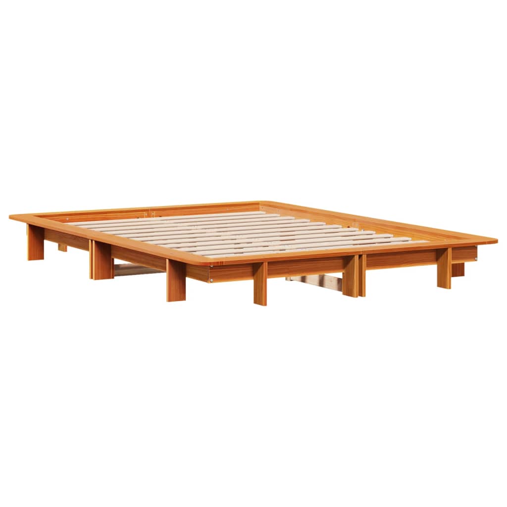 viaszbarna tömör fenyőfa ágy matrac nélkül 135 x 190 cm