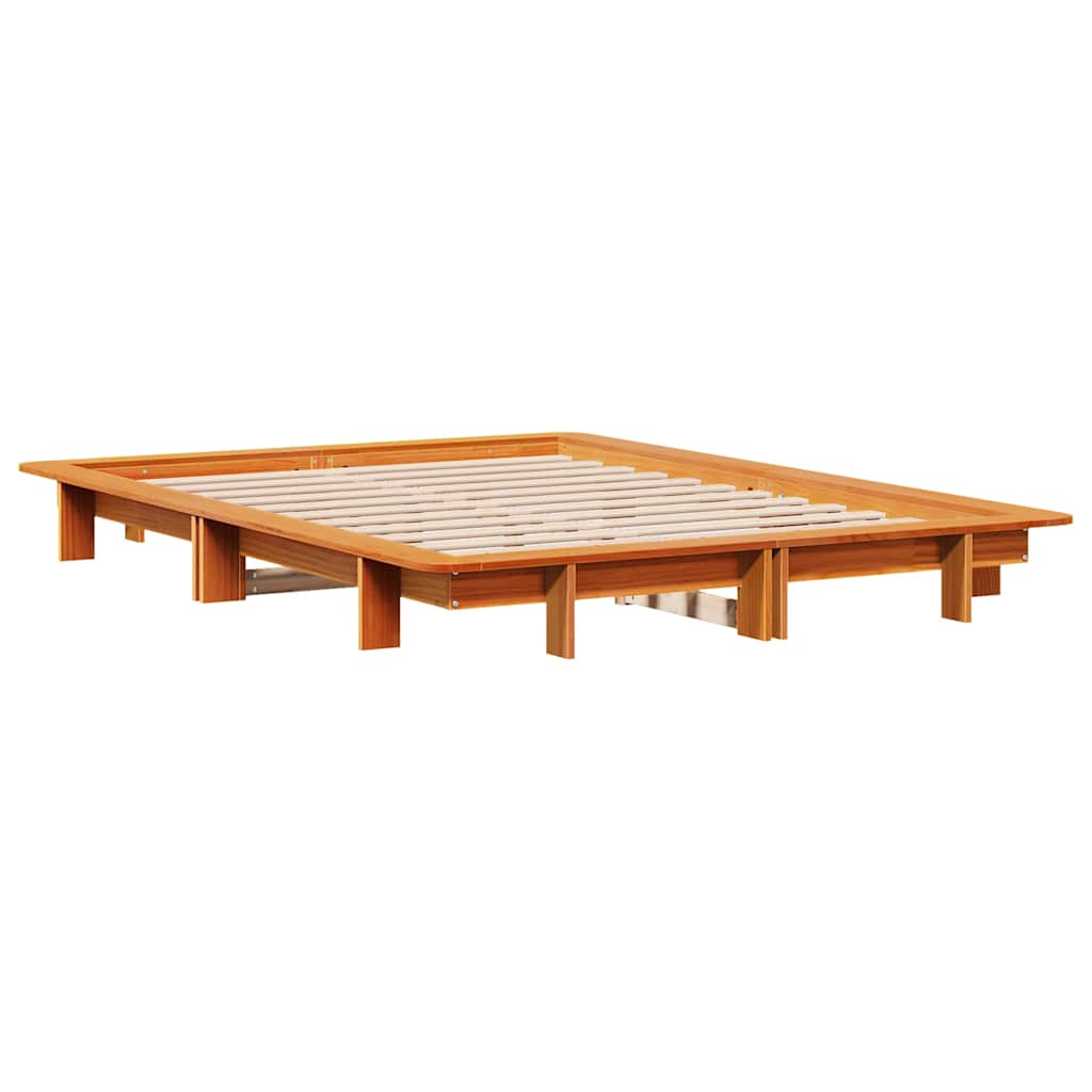 viaszbarna tömör fenyőfa ágy matrac nélkül 120 x 190 cm