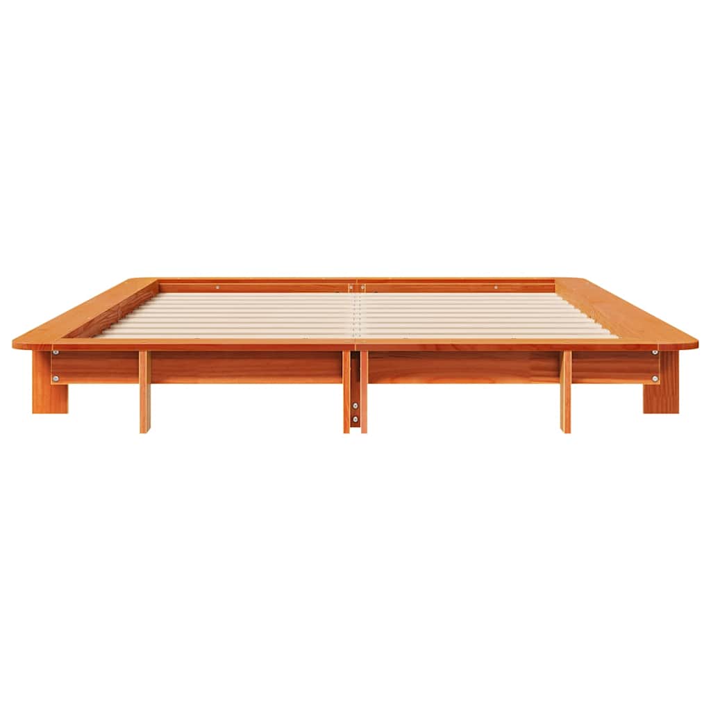 viaszbarna tömör fenyőfa ágy matrac nélkül 120 x 190 cm