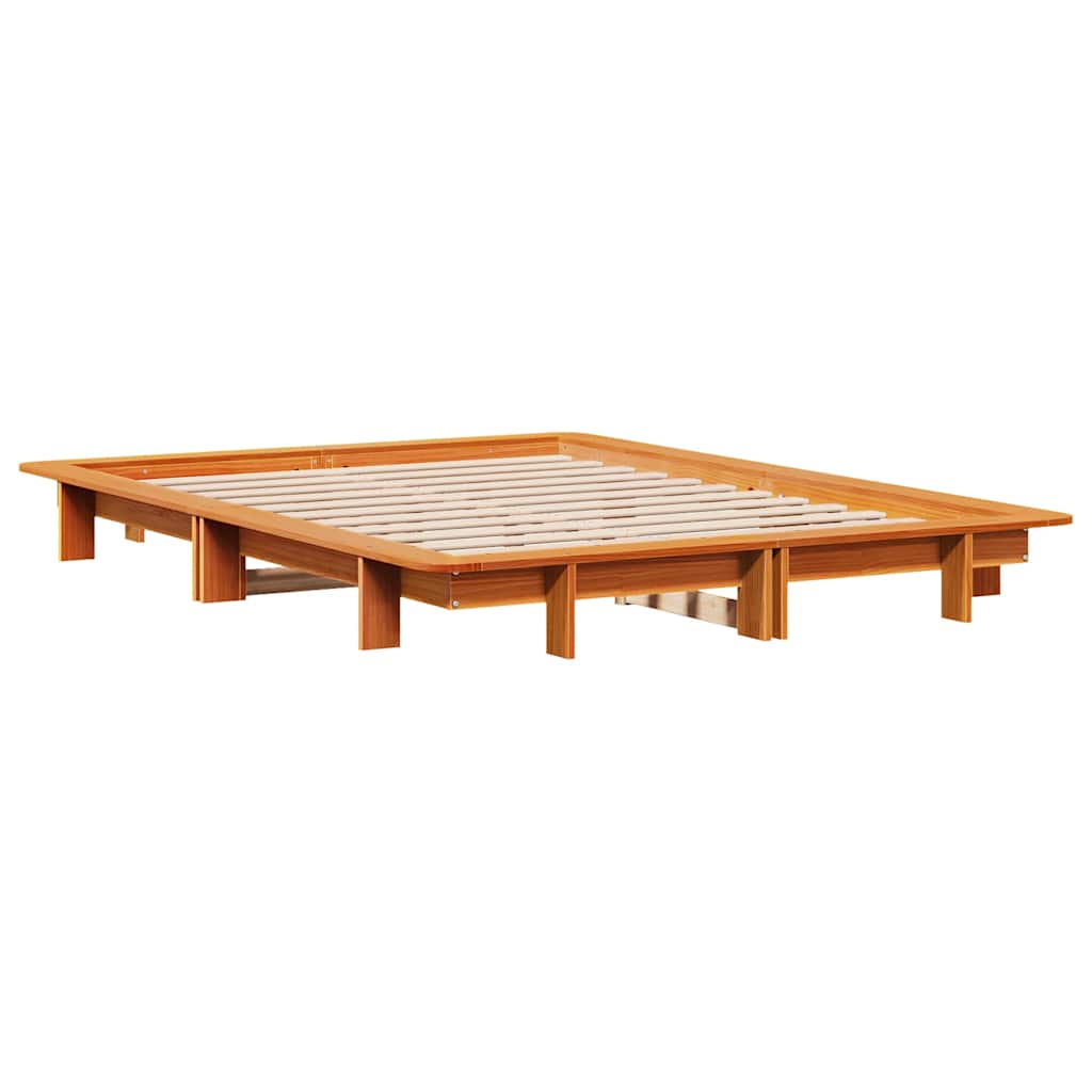 viaszbarna tömör fenyőfa ágy matrac nélkül 120 x 190 cm