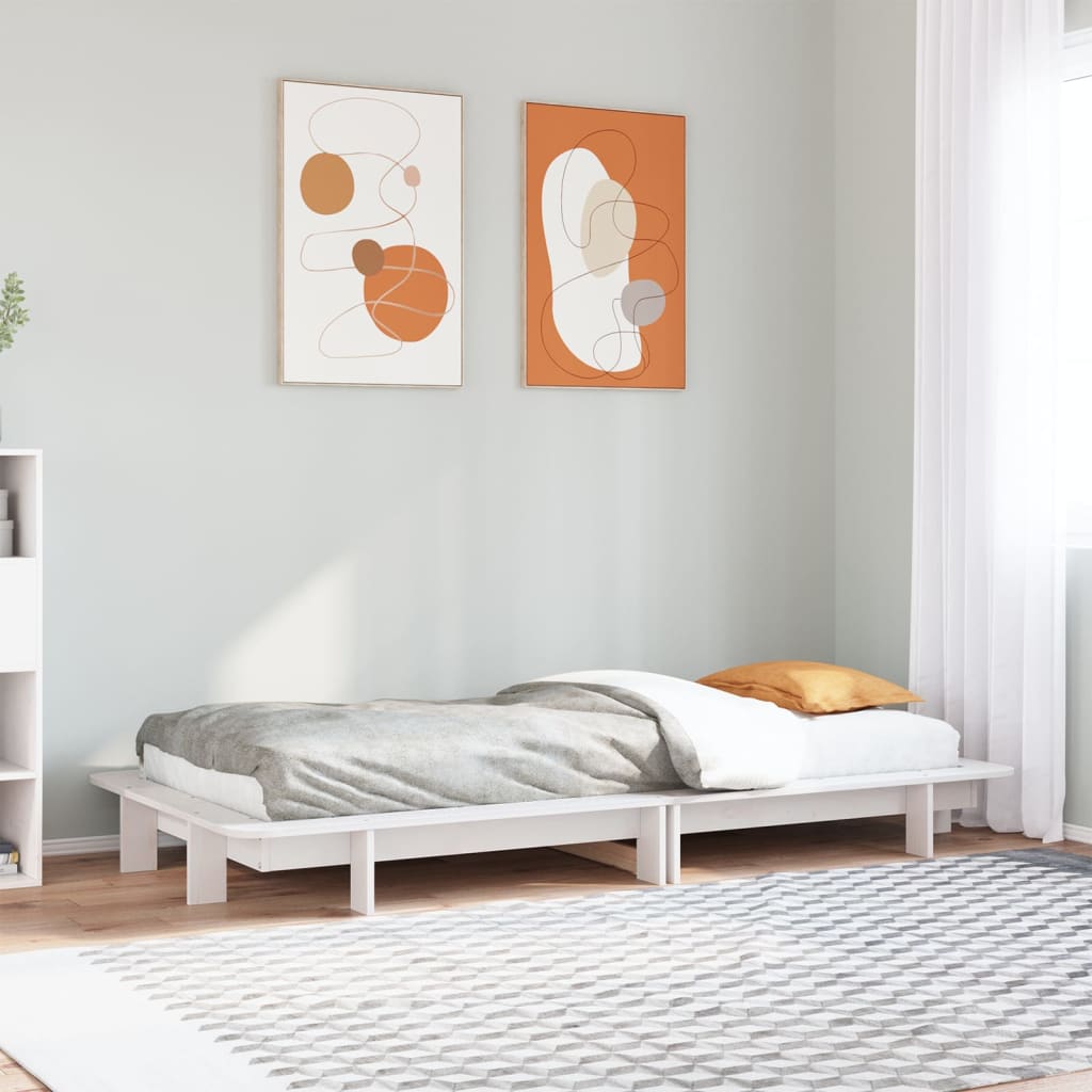 fehér tömör fenyőfa ágykeret matrac nélkül 90 x 190 cm