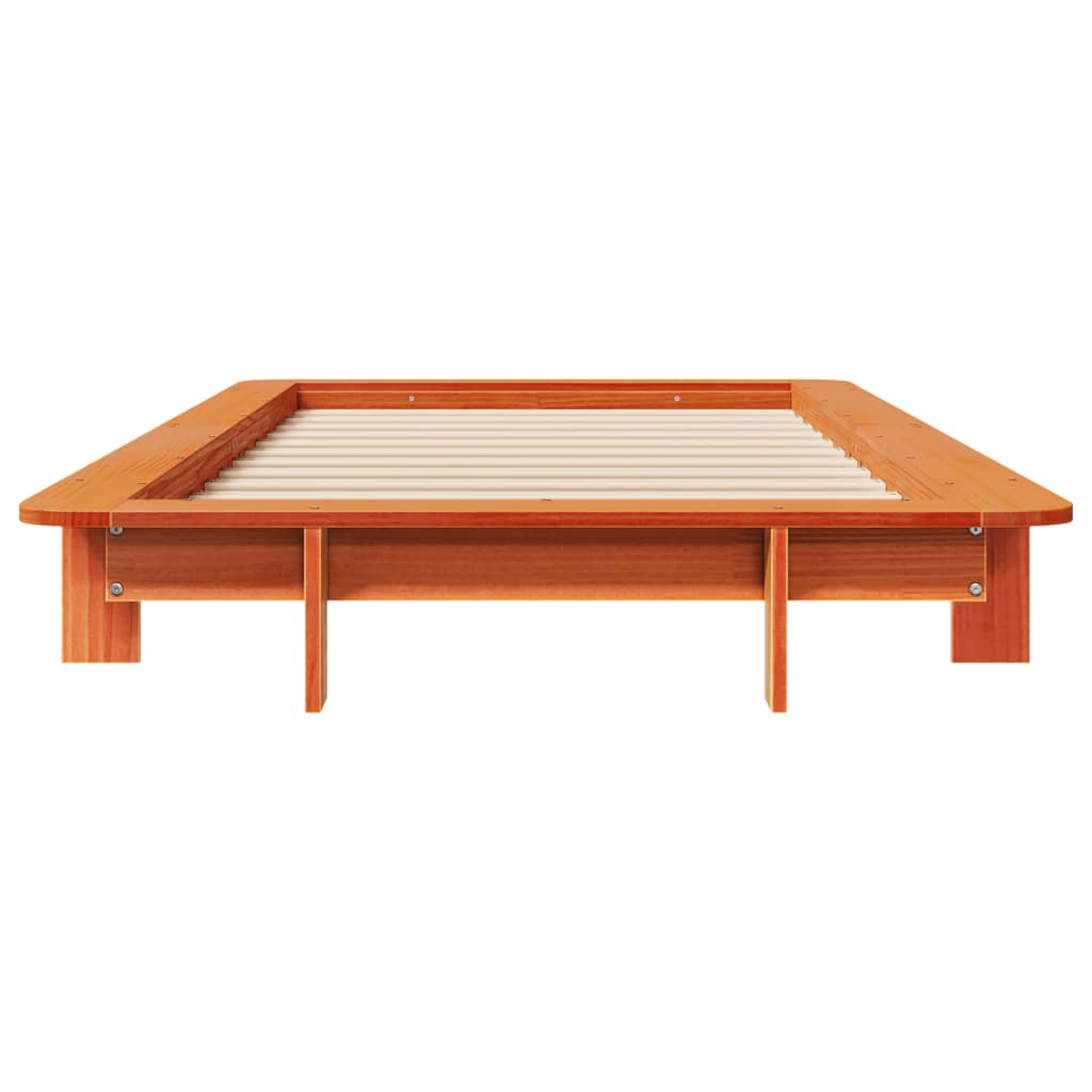 viaszbarna tömör fenyőfa ágy matrac nélkül 90 x 190 cm