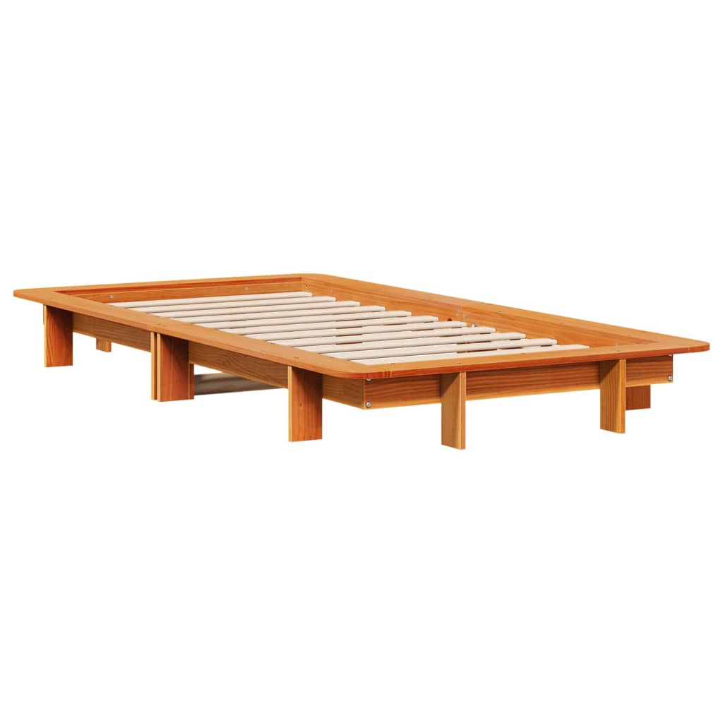 viaszbarna tömör fenyőfa ágy matrac nélkül 90 x 190 cm