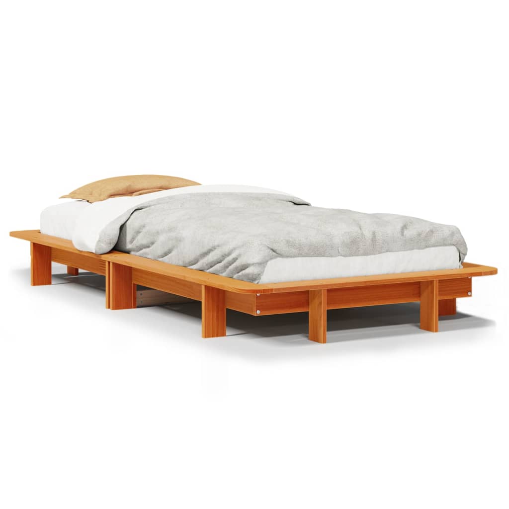 viaszbarna tömör fenyőfa ágy matrac nélkül 75 x 190 cm