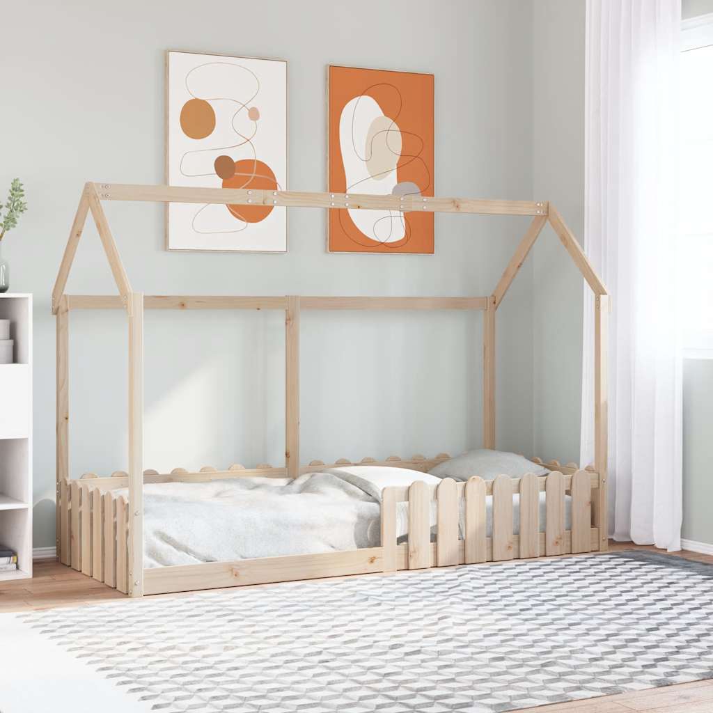 tömör fenyőfa házikó gyerekágykeret 80 x 200 cm