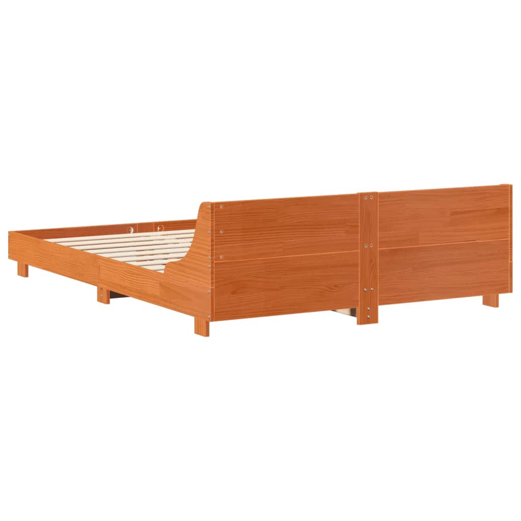 viaszbarna tömör fenyőfa ágy matrac nélkül 160 x 200 cm