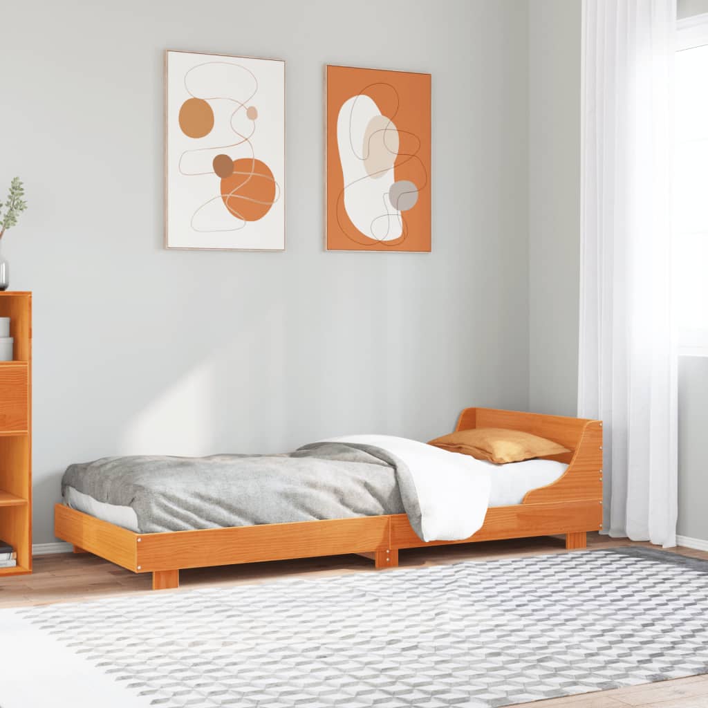 viaszbarna tömör fenyőfa ágy matrac nélkül 90 x 200 cm