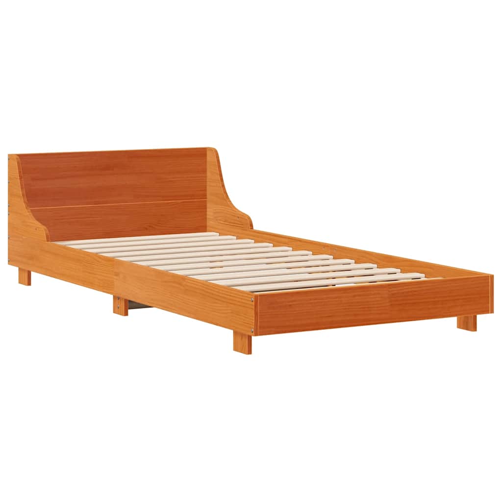 viaszbarna tömör fenyőfa ágy matrac nélkül 90 x 190 cm