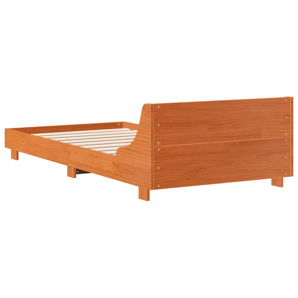 viaszbarna tömör fenyőfa ágy matrac nélkül 90 x 190 cm