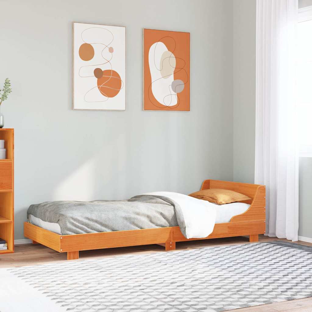 viaszbarna tömör fenyőfa ágy matrac nélkül 90 x 190 cm