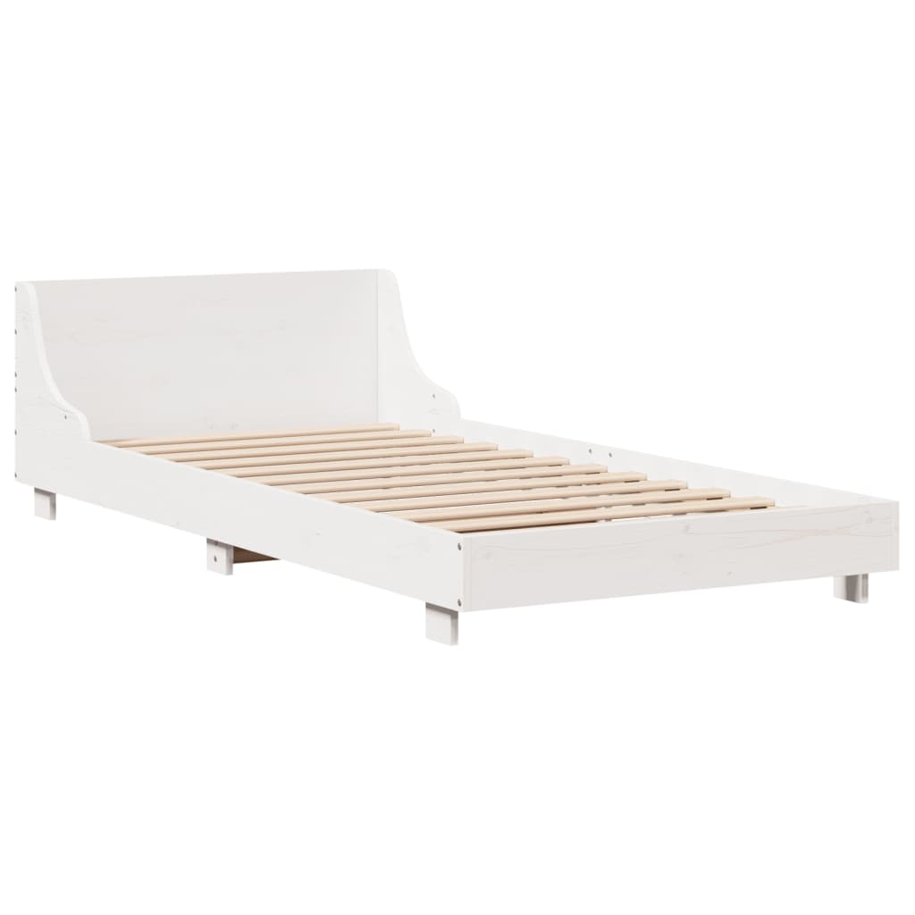 fehér tömör fenyőfa ágy matrac nélkül 75 x 190 cm