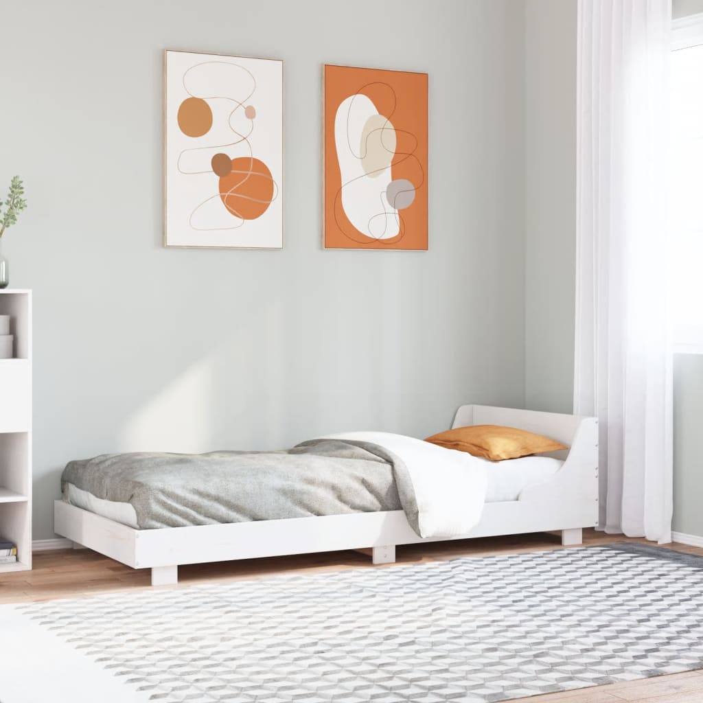 fehér tömör fenyőfa ágy matrac nélkül 75 x 190 cm
