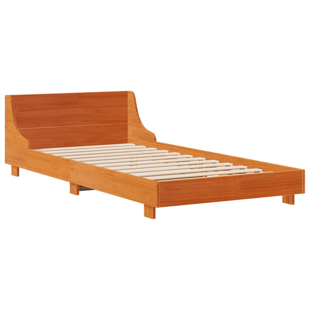 viaszbarna tömör fenyőfa ágy matrac nélkül 75 x 190 cm
