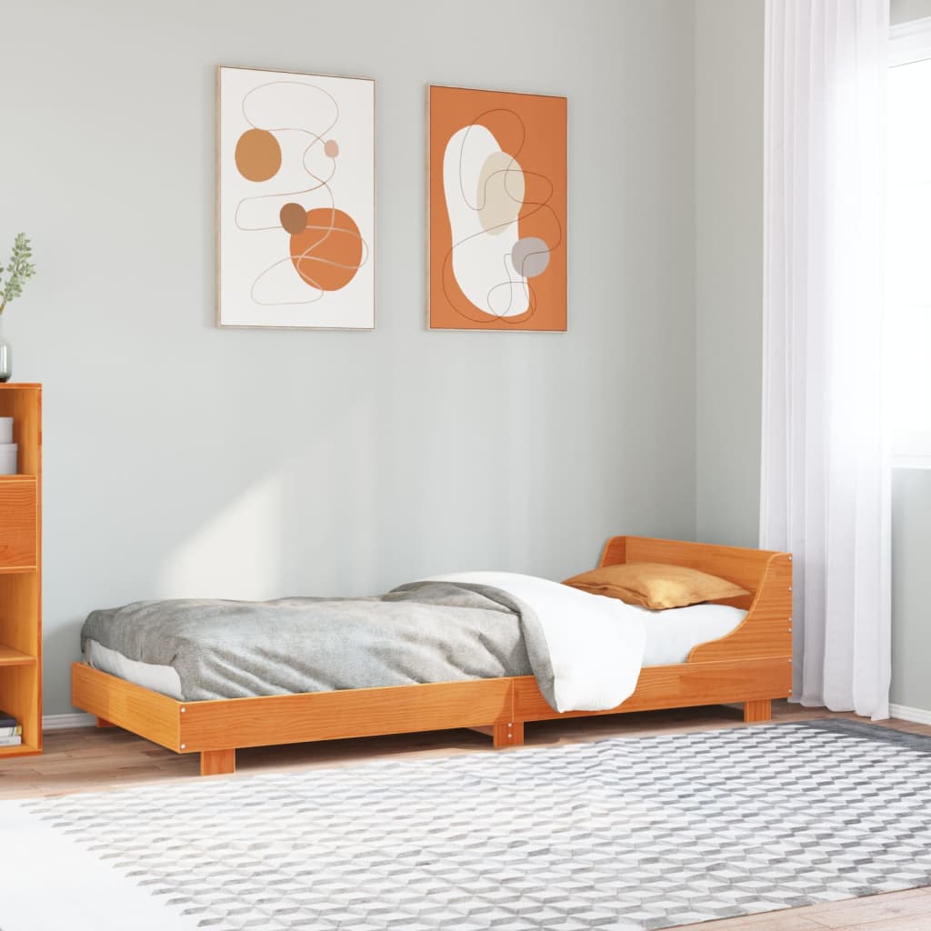 viaszbarna tömör fenyőfa ágy matrac nélkül 75 x 190 cm