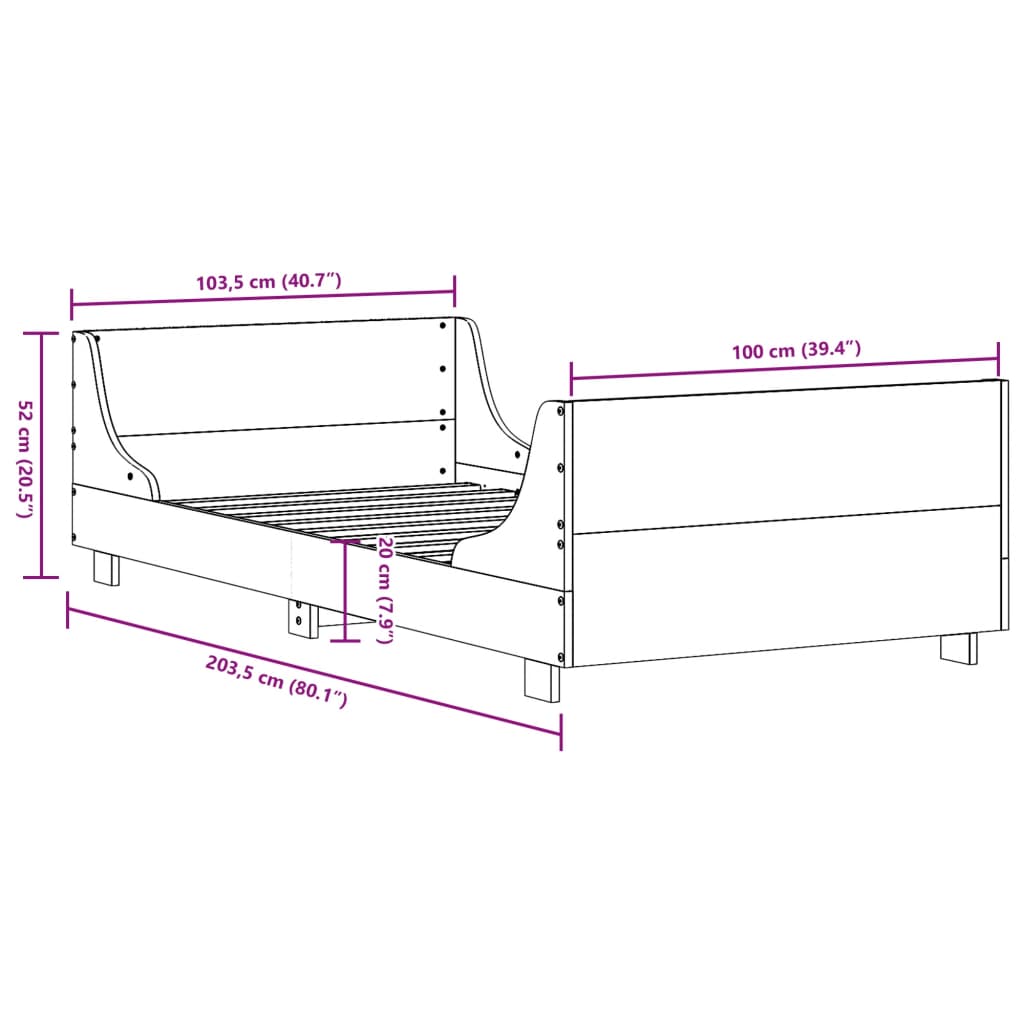 viaszbarna tömör fenyőfa ágy matrac nélkül 100 x 200 cm
