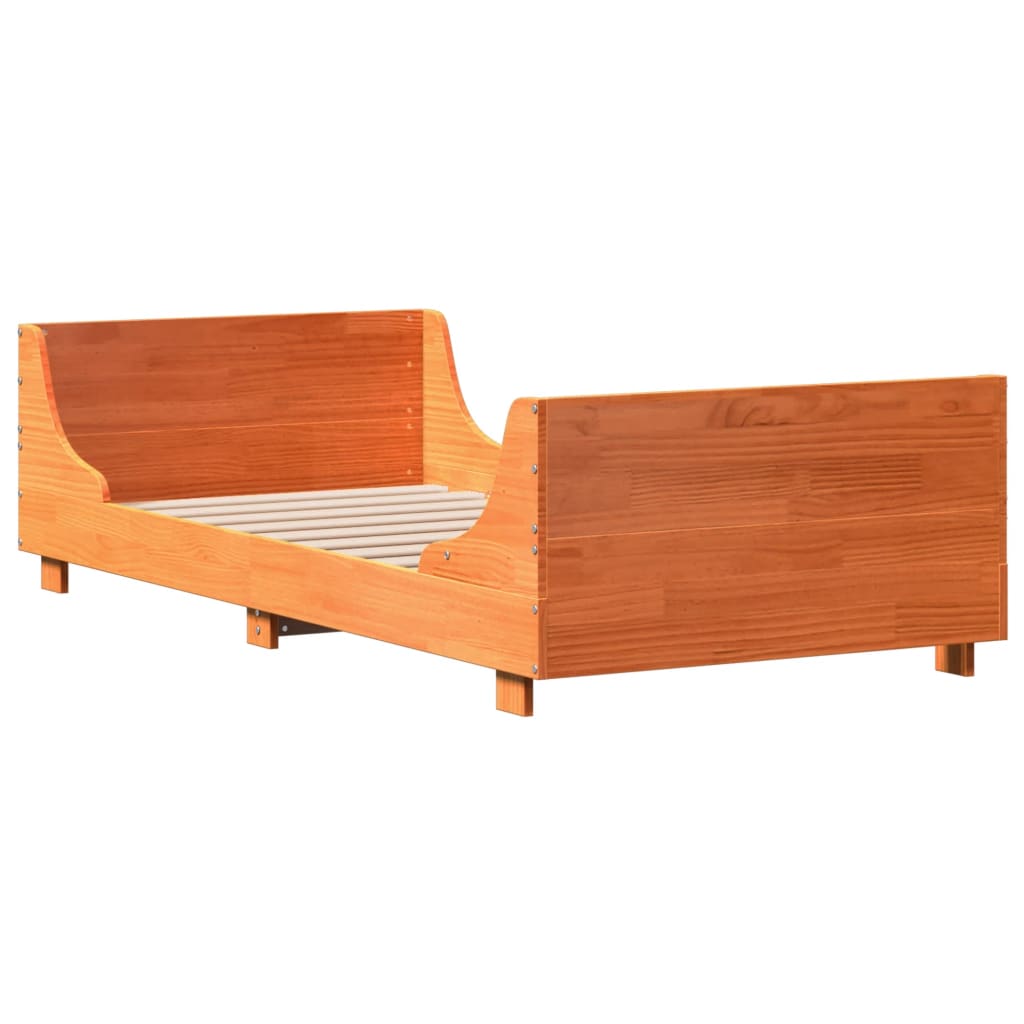 viaszbarna tömör fenyőfa ágy matrac nélkül 90 x 200 cm