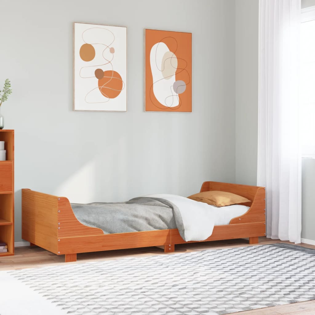 viaszbarna tömör fenyőfa ágy matrac nélkül 90 x 200 cm