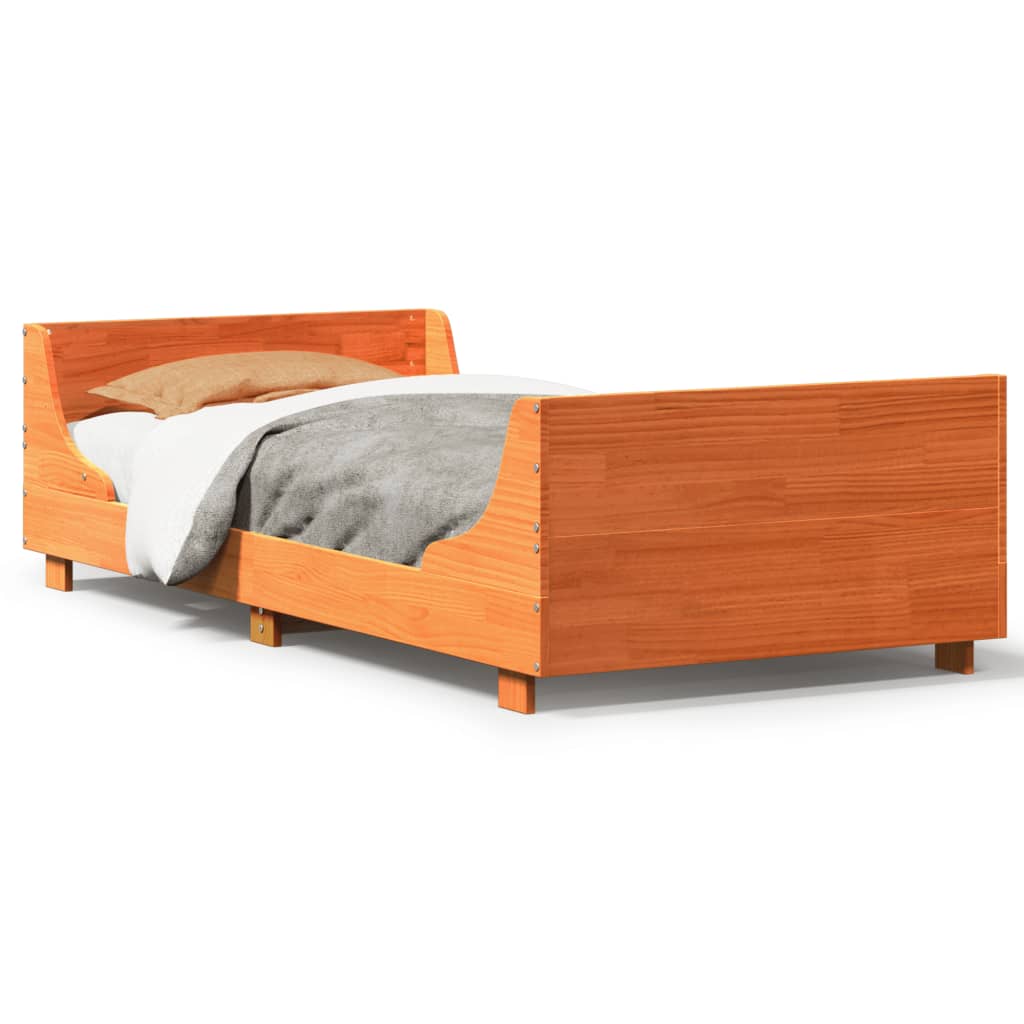 viaszbarna tömör fenyőfa ágy matrac nélkül 90 x 190 cm