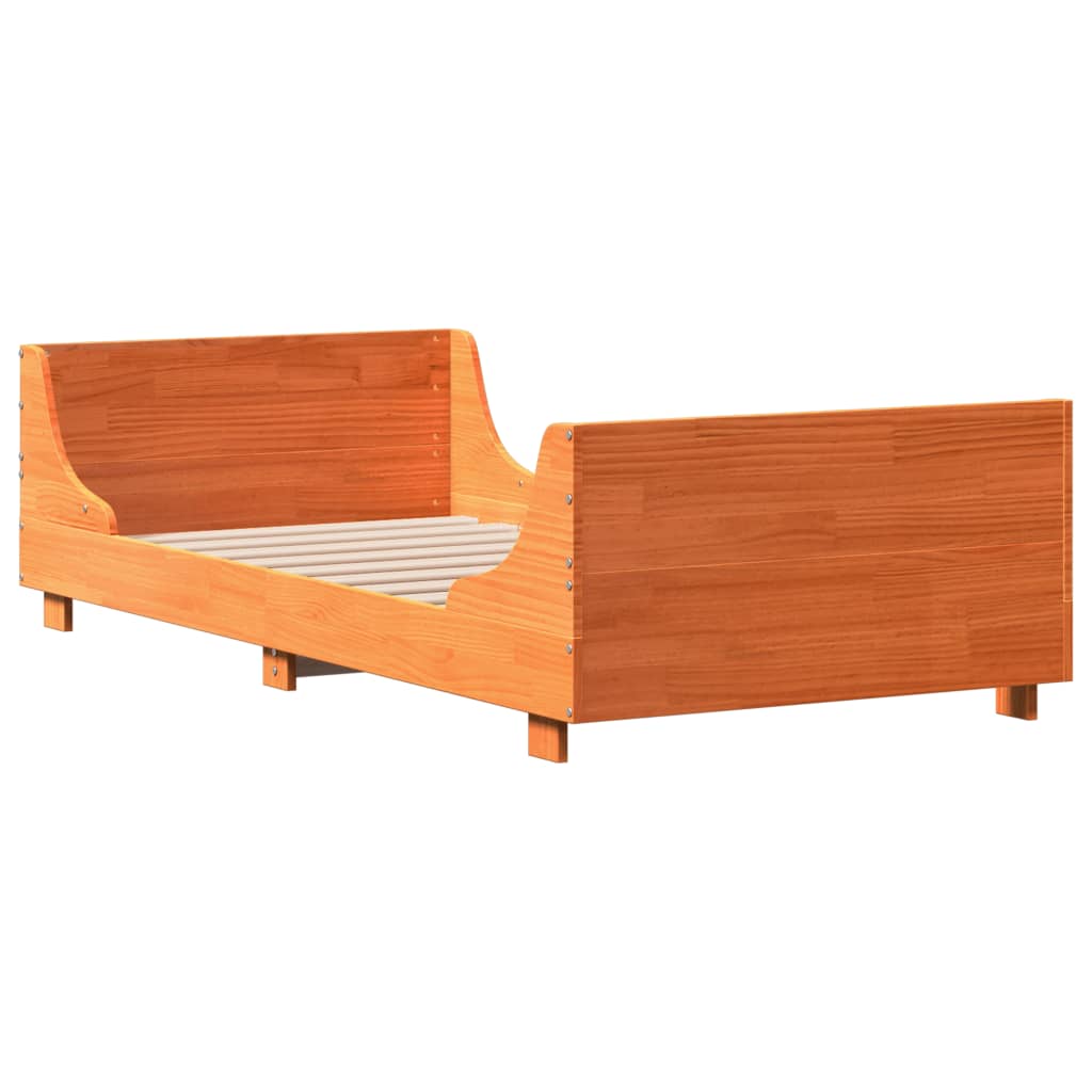 viaszbarna tömör fenyőfa ágy matrac nélkül 90 x 190 cm
