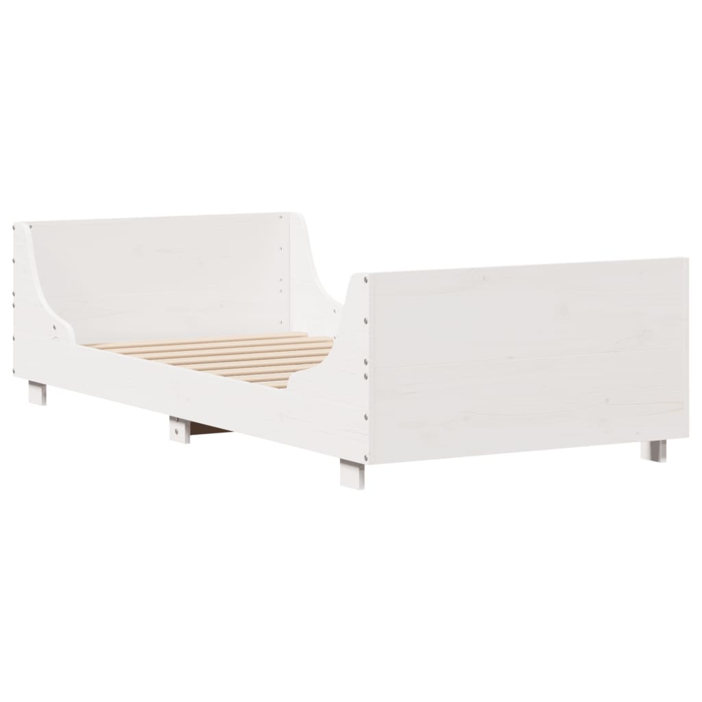 fehér tömör fenyőfa ágy matrac nélkül 75 x 190 cm
