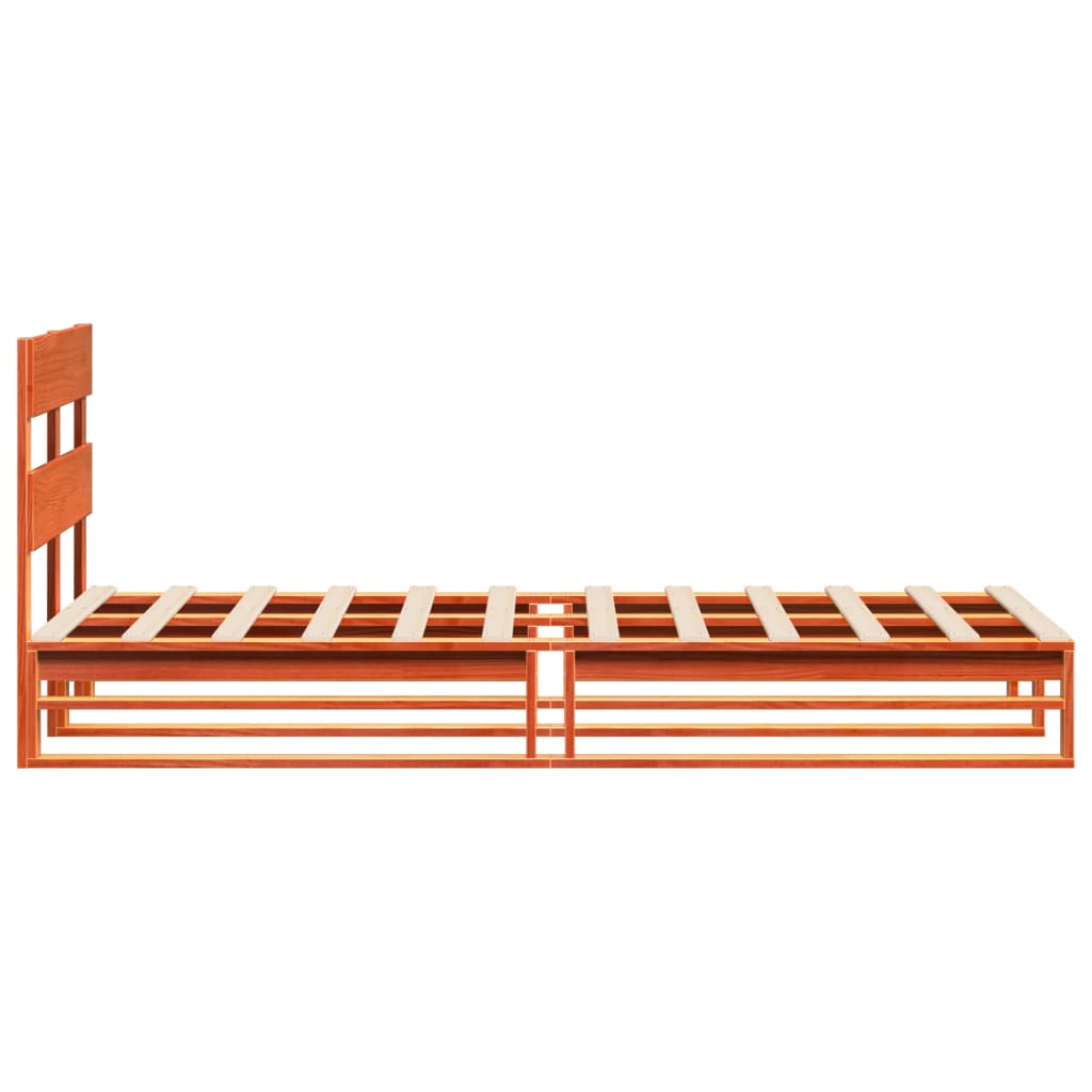 viaszbarna tömör fenyőfa ágy matrac nélkül 90 x 200 cm