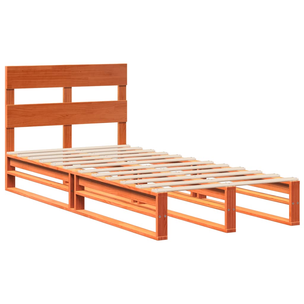 viaszbarna tömör fenyőfa ágy matrac nélkül 100 x 200 cm