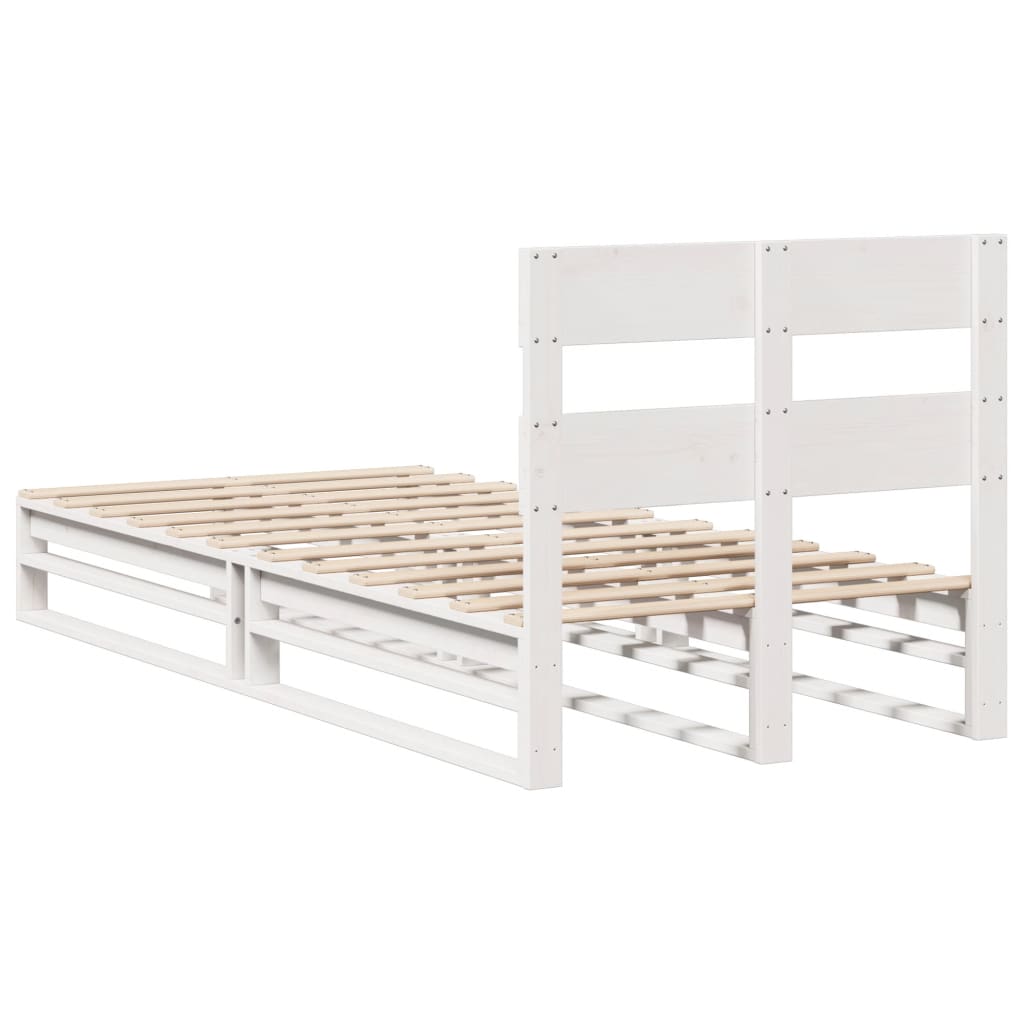 fehér tömör fenyőfa ágy matrac nélkül 75 x 190 cm