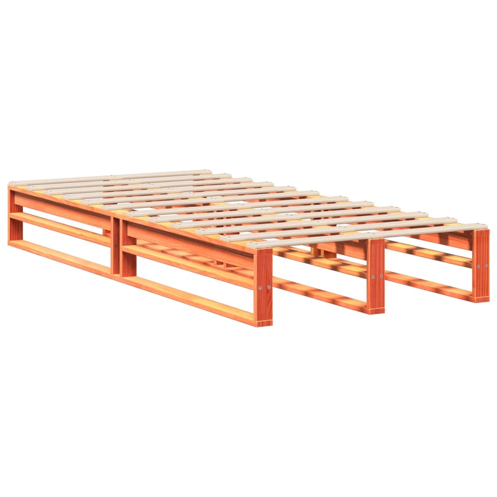 viaszbarna tömör fenyőfa ágy matrac nélkül 75 x 190 cm
