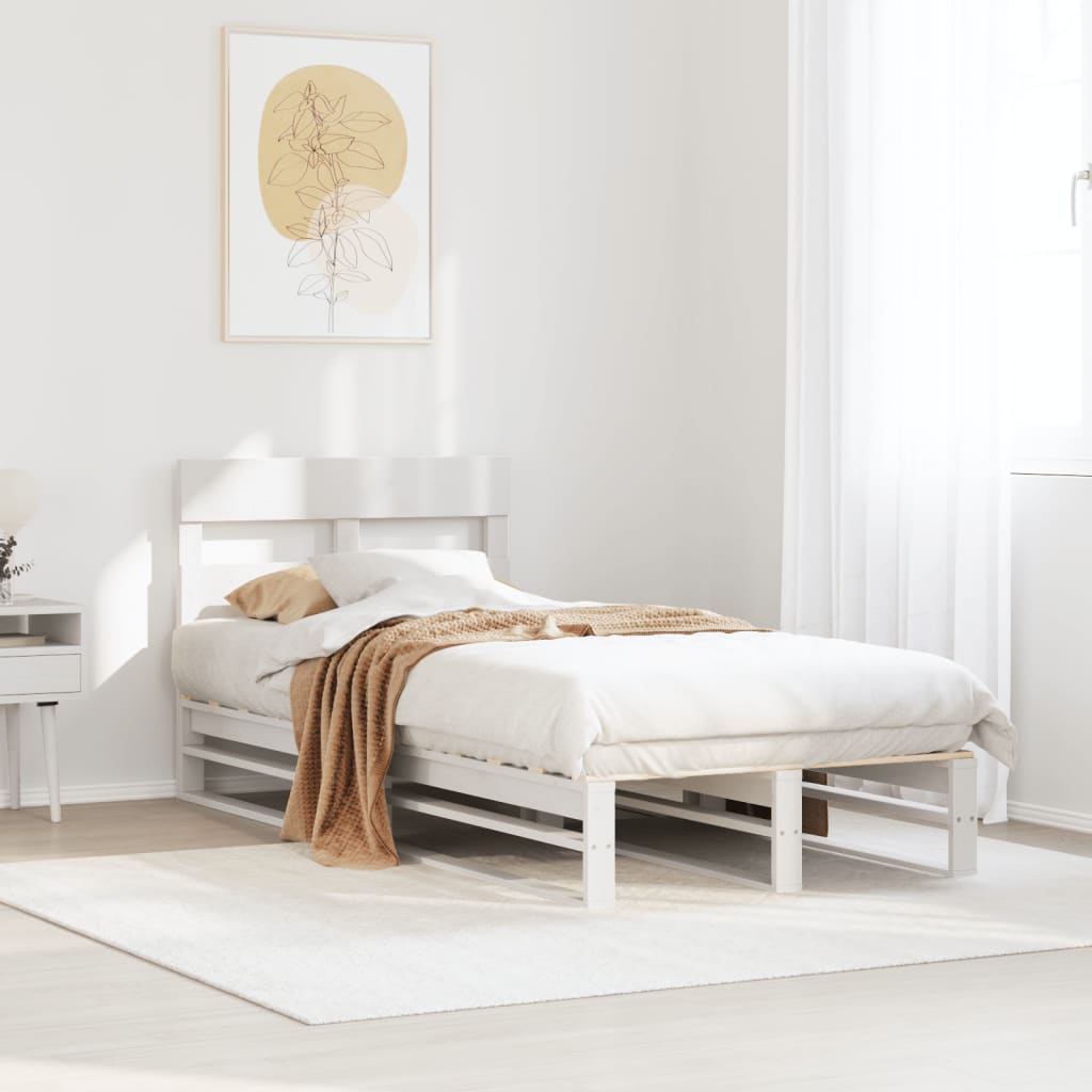 fehér tömör fenyőfa ágykeret matrac nélkül 90 x 190 cm