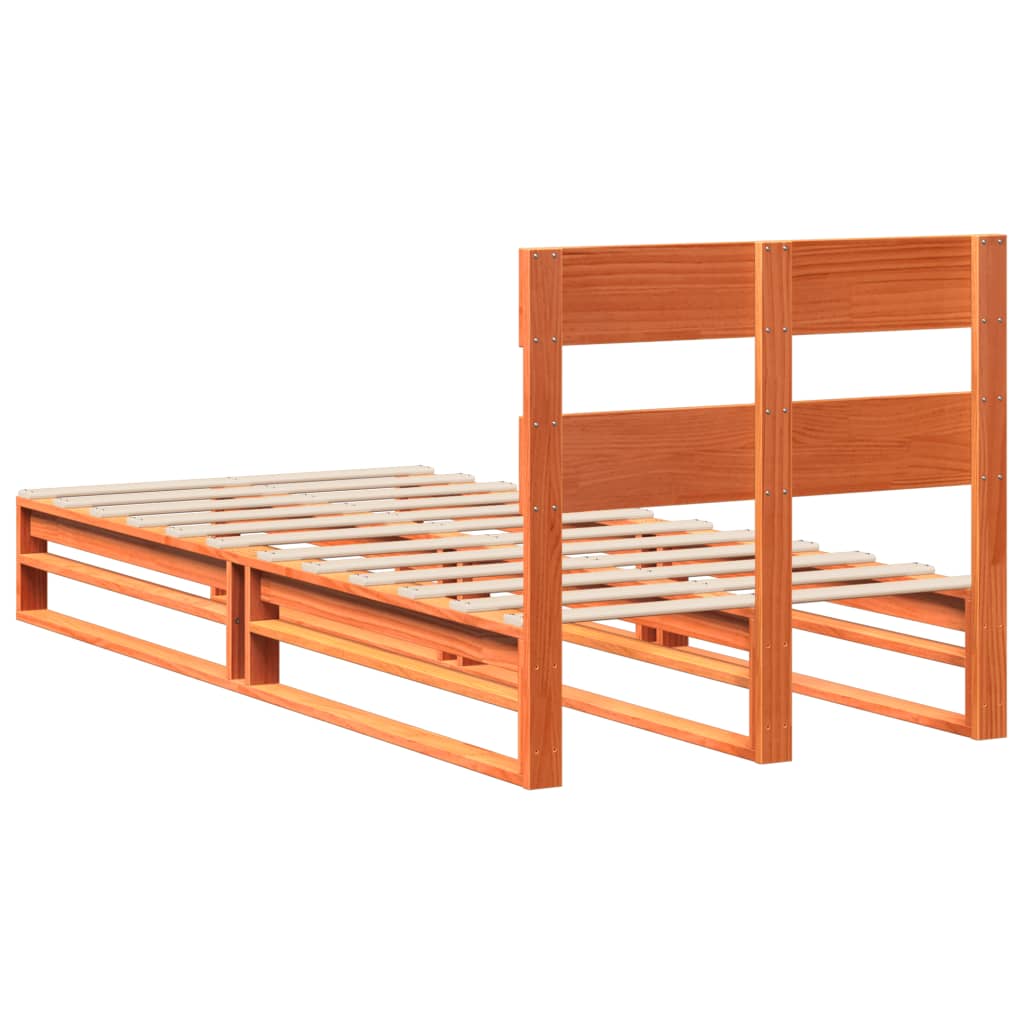viaszbarna tömör fenyőfa ágy matrac nélkül 90 x 190 cm