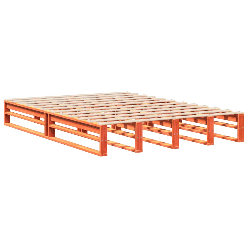 viaszbarna tömör fenyőfa ágy matrac nélkül 140 x 200 cm
