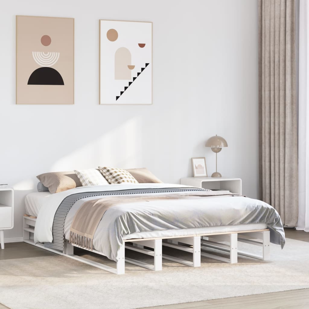 fehér tömör fenyőfa ágy matrac nélkül 160 x 200 cm