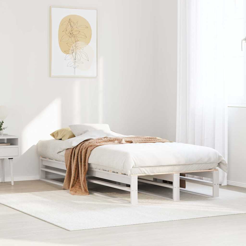 fehér tömör fenyőfa ágy matrac nélkül 75 x 190 cm